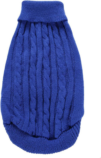 Knitted Dog Sweater for Small Dogs & Cats – Winter Warm Pet Sweatshirt (M, Dark Blue)