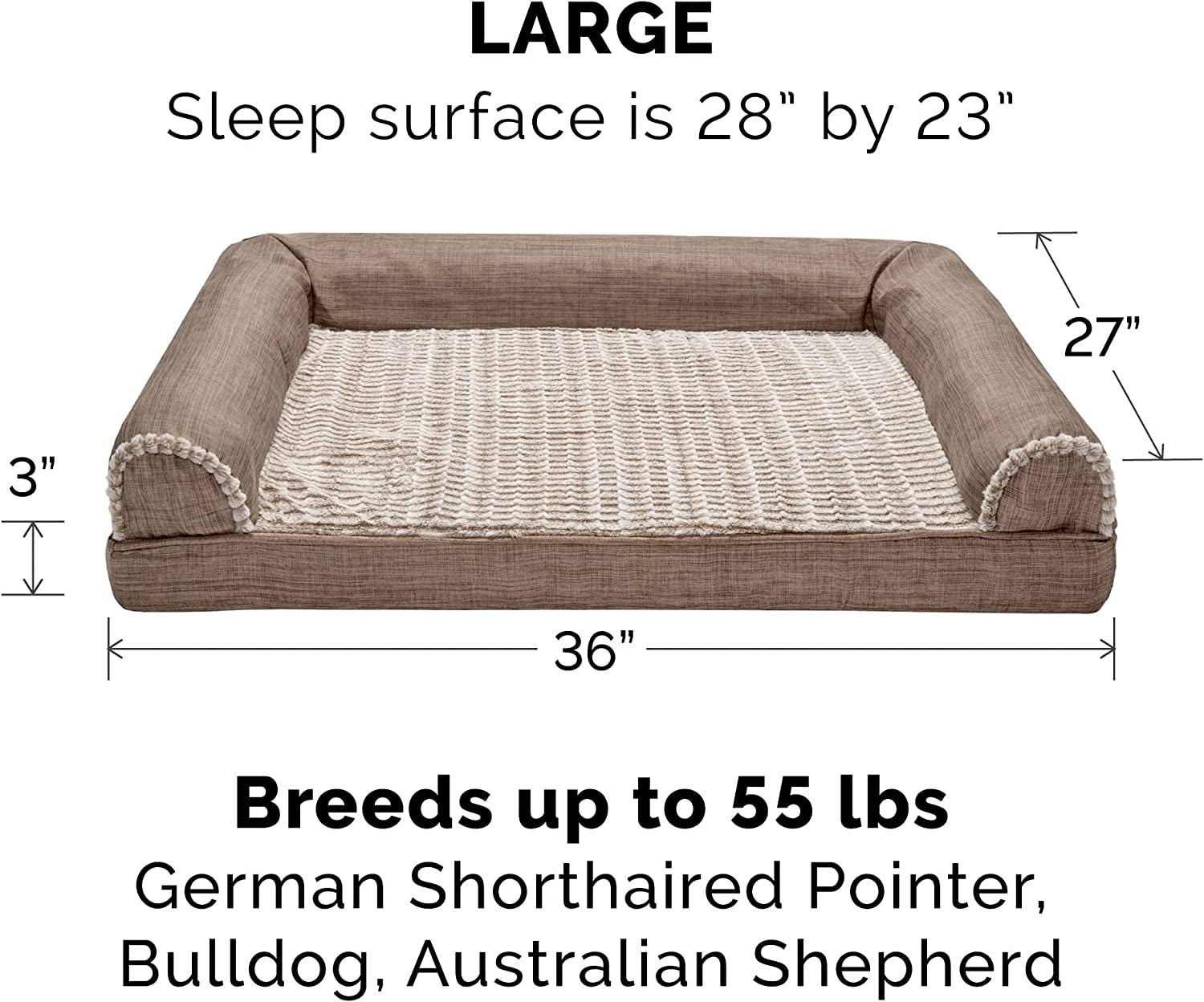 Cooling Gel Dog Bed with Bolsters & Washable Cover (Large)