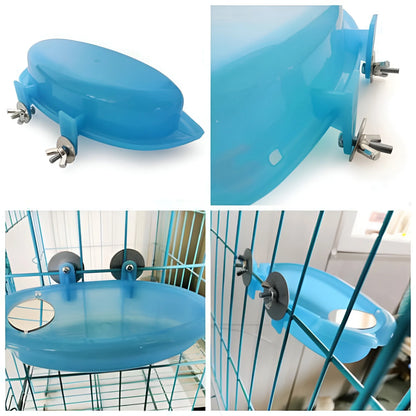 Hanging Bird Bath Bowl with Mirror – Parrot & Budgie Cage Toy