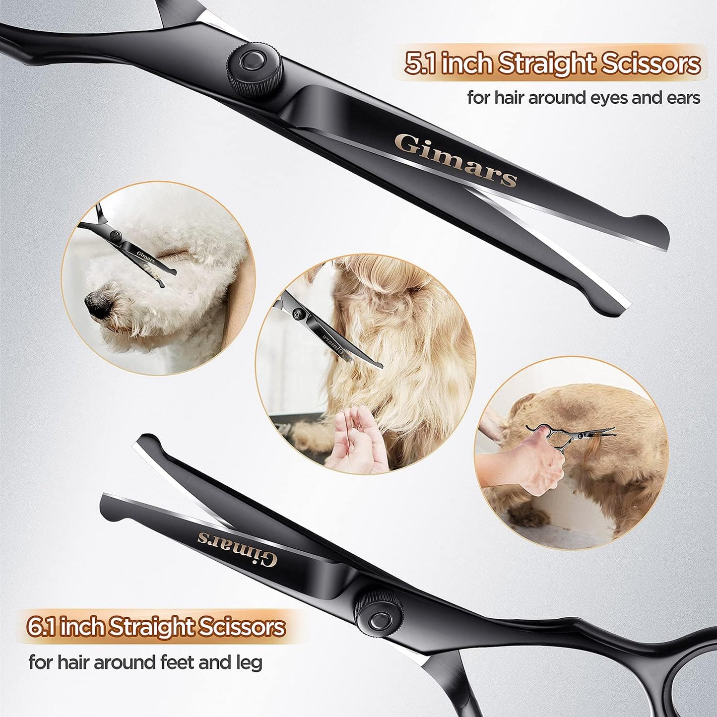 Professional Dog Grooming Scissors 7" (18 cm) | 6-in-1 Stainless Steel Set with Safety Round Tip
