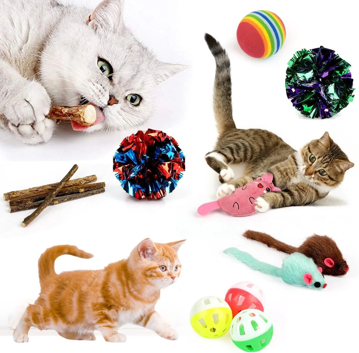 32-Pack Cat Toy Set – Interactive Kitten Toys with Tunnel & Catnip