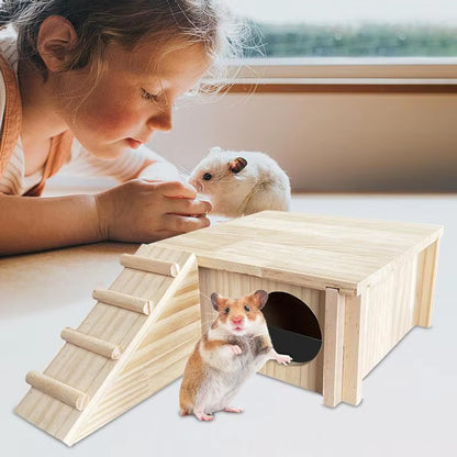 Wooden Hamster Hideout House for Syrian Hamsters