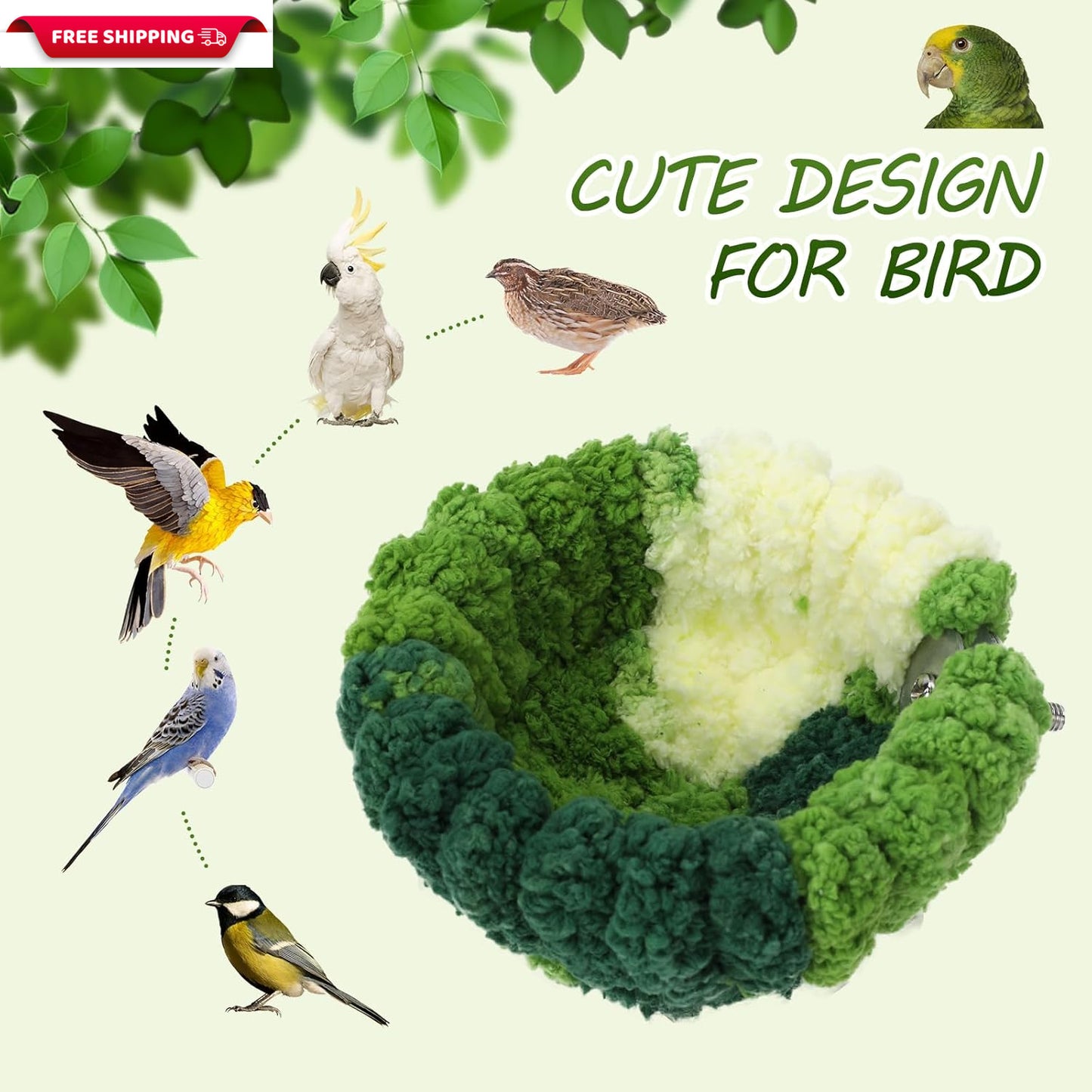 Plush Hanging Bird Nest Bed for Parakeets