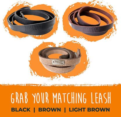 Genuine Leather Dog Collar with Metal Buckle – Medium (Brown)