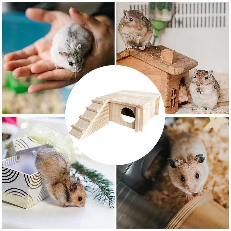 Wooden Hamster Hideout House for Syrian Hamsters