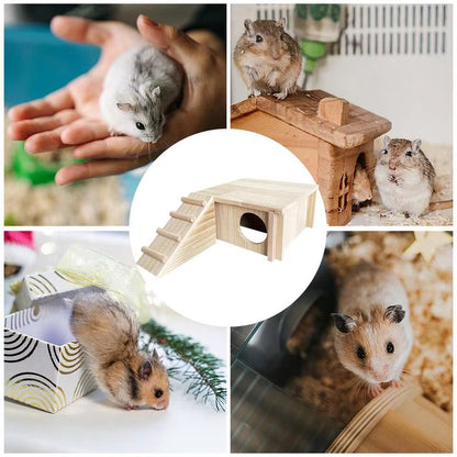 Wooden Hamster Hideout House for Syrian Hamsters