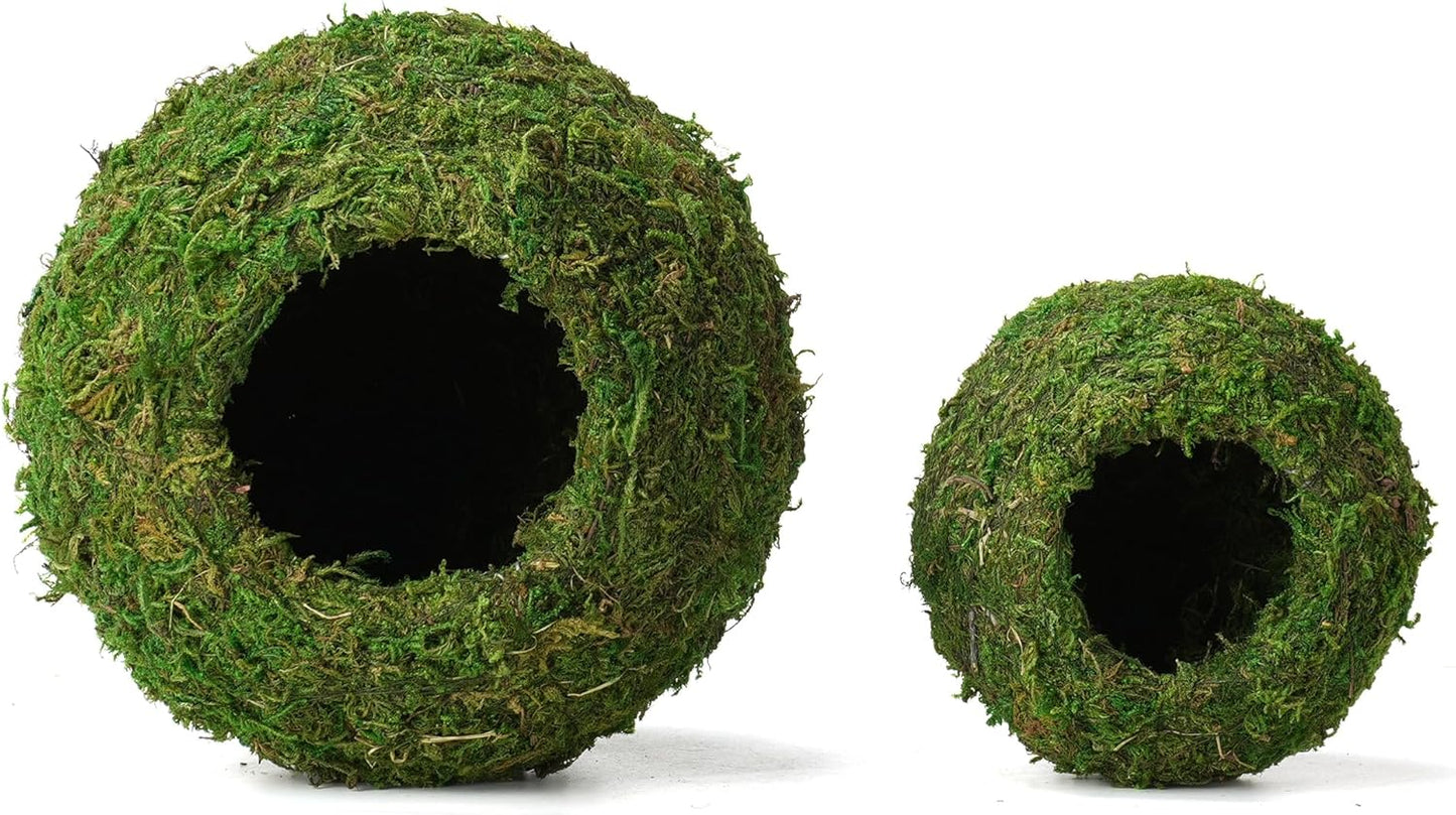 Reptile Moss Cave Hideout – Artificial Green Moss Shelter for Frogs & Snakes
