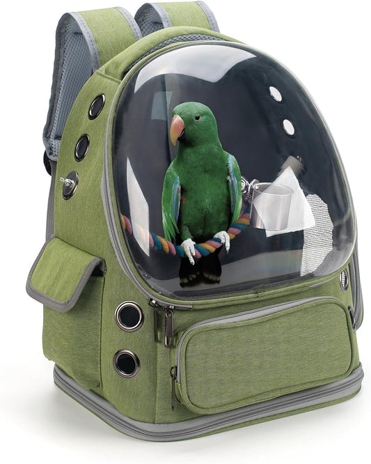 Bird Backpack Carrier with Perch & Clear Window for Travel