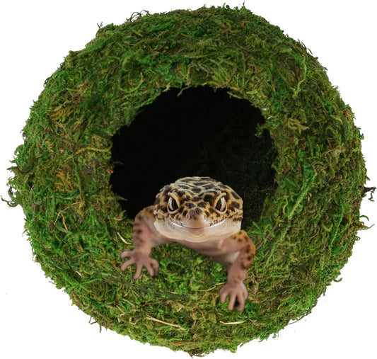 Reptile Moss Cave Hideout – Artificial Green Moss Shelter for Frogs & Snakes