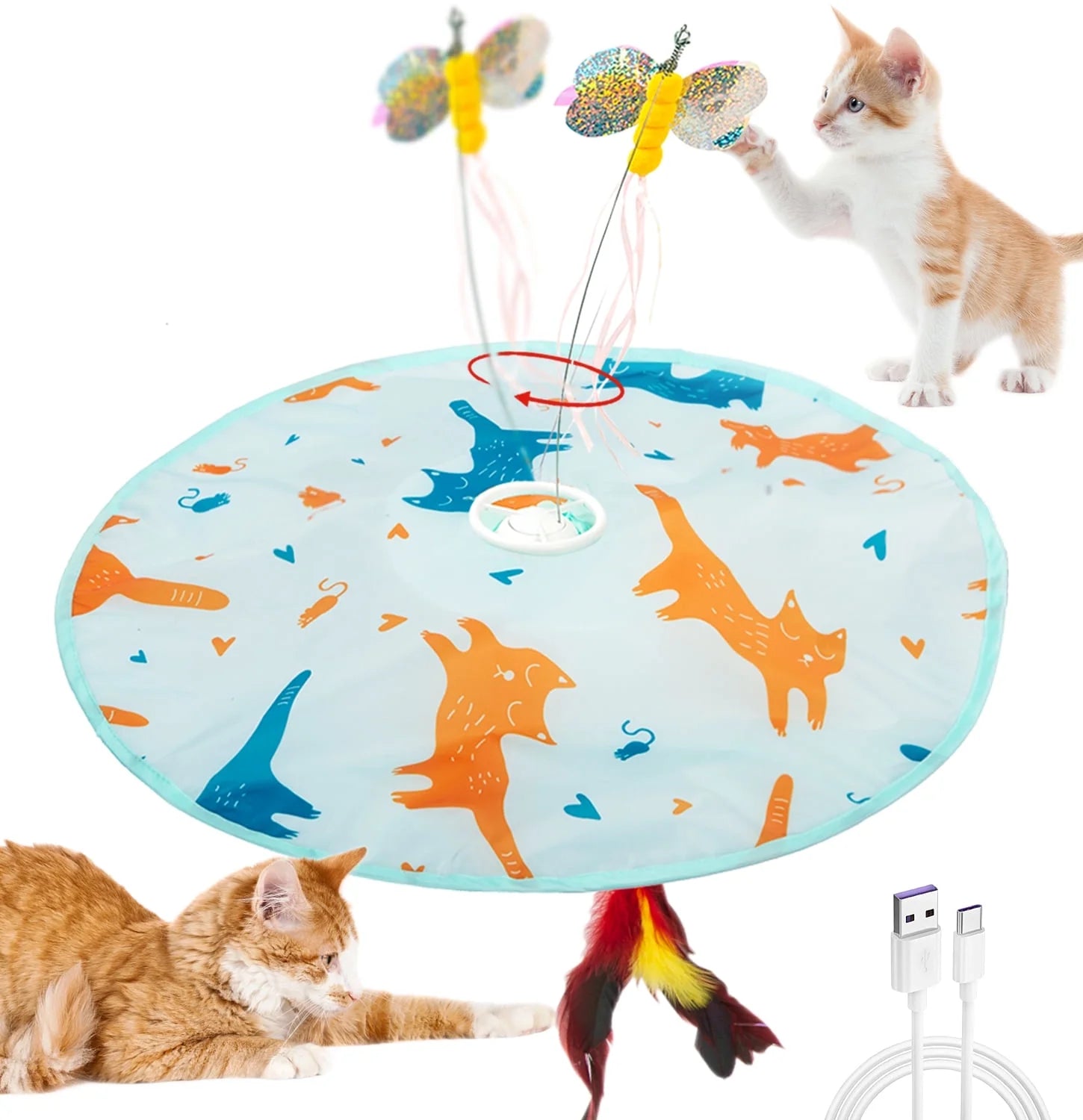 2-in-1 Rechargeable Motion Cat Toy – Butterfly & Feather Play