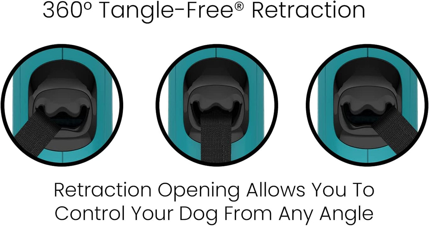 360° Tangle-Free Retractable Dog Leash 4.9 m – Small, Aqua