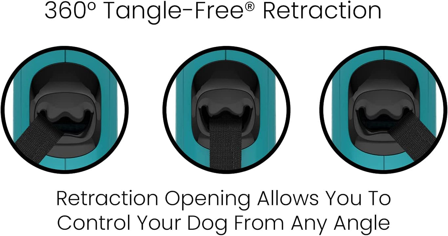 360° Tangle-Free Retractable Dog Leash 4.9 m – Small, Aqua