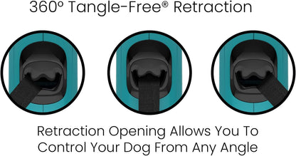 360° Tangle-Free Retractable Dog Leash 4.9 m – Small, Aqua