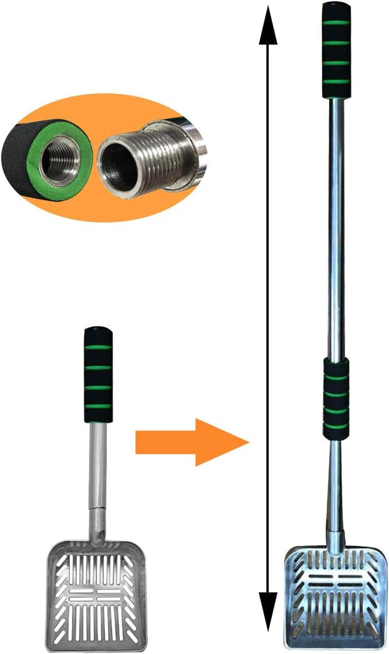 Long Handle Metal Cat Litter Scoop 32 in (81 cm) – Heavy-Duty Non-Stick