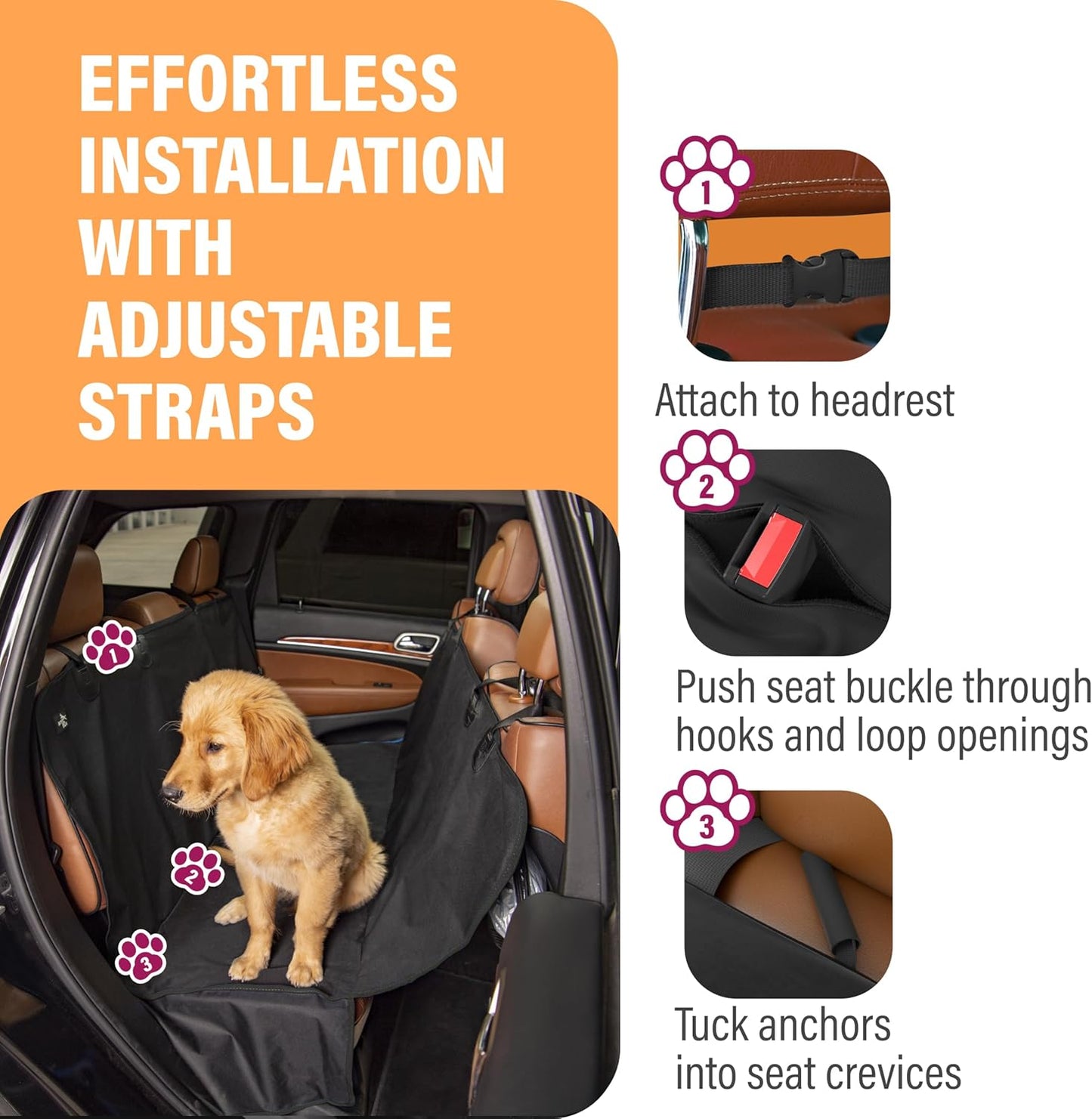 XL Waterproof Dog Car Seat Cover – Hammock for SUVs & Trucks