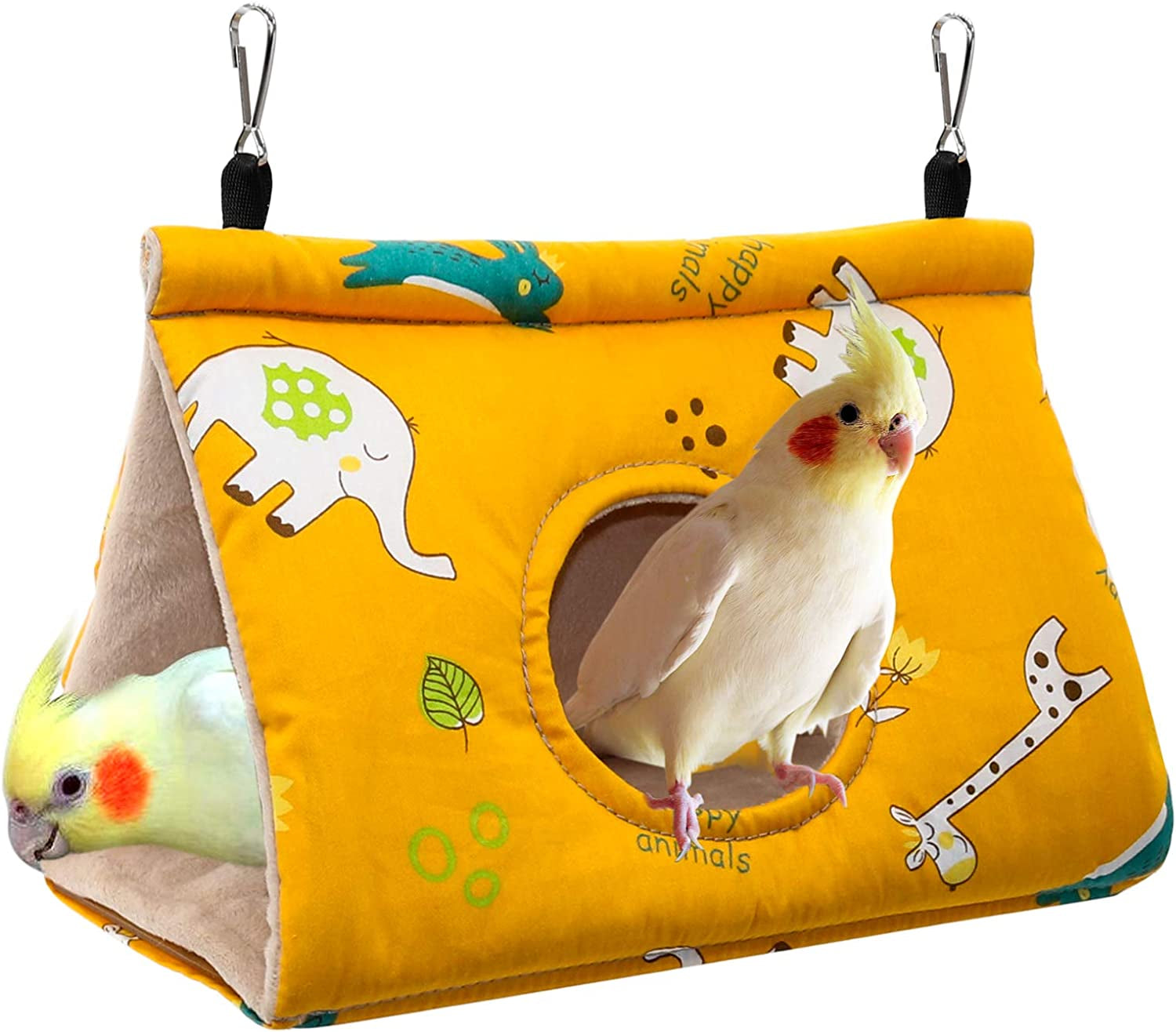 Winter Warm Bird Nest House – Plush Hanging Hut for Parrots & Parakeets (Yellow)