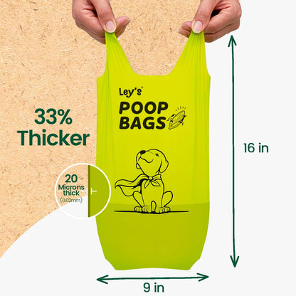 Compostable Dog Poop Bags – Plant-Based, Easy-Tie Handles, Unscented, 120 Count with Dispenser