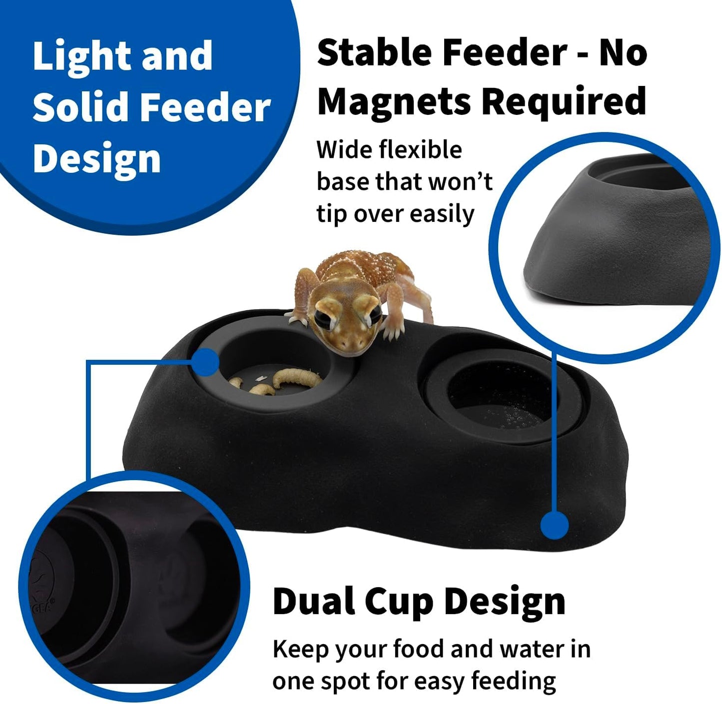 Eco Gecko Food & Water Bowl – Silicone Reptile Dish 3.125" × 5.5" (8×14 cm)