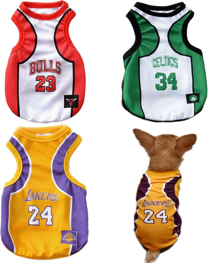 3-Pack Dog Basketball Jersey for Small & Medium Dogs (S)
