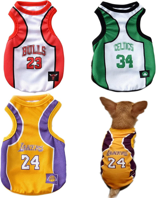 3-Pack Dog Basketball Jersey for Small & Medium Dogs (S)