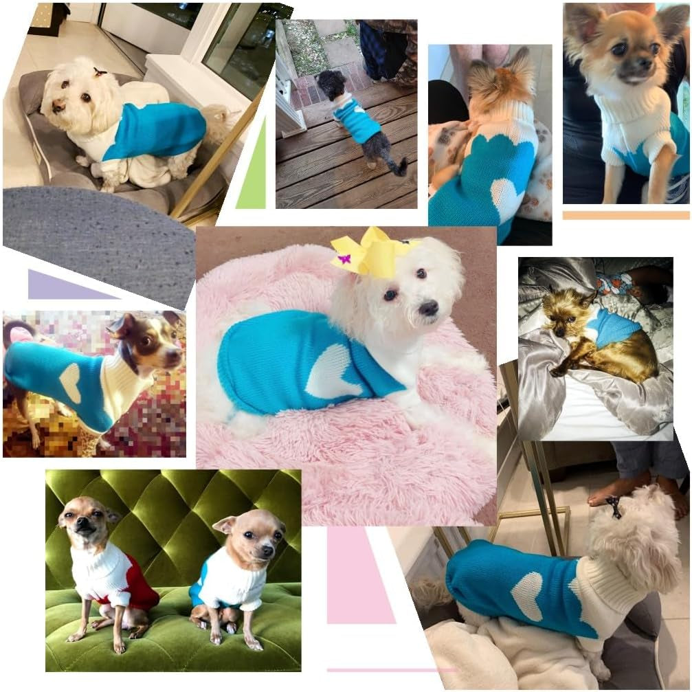 Dog Knit Sweater – Turtleneck Winter Pet Clothing (Sky Blue, M)
