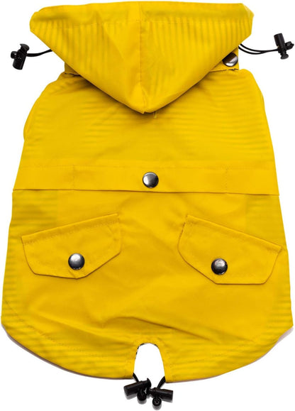 Dog Raincoat with Hood & Reflective Details – Water-Resistant (M, Yellow)