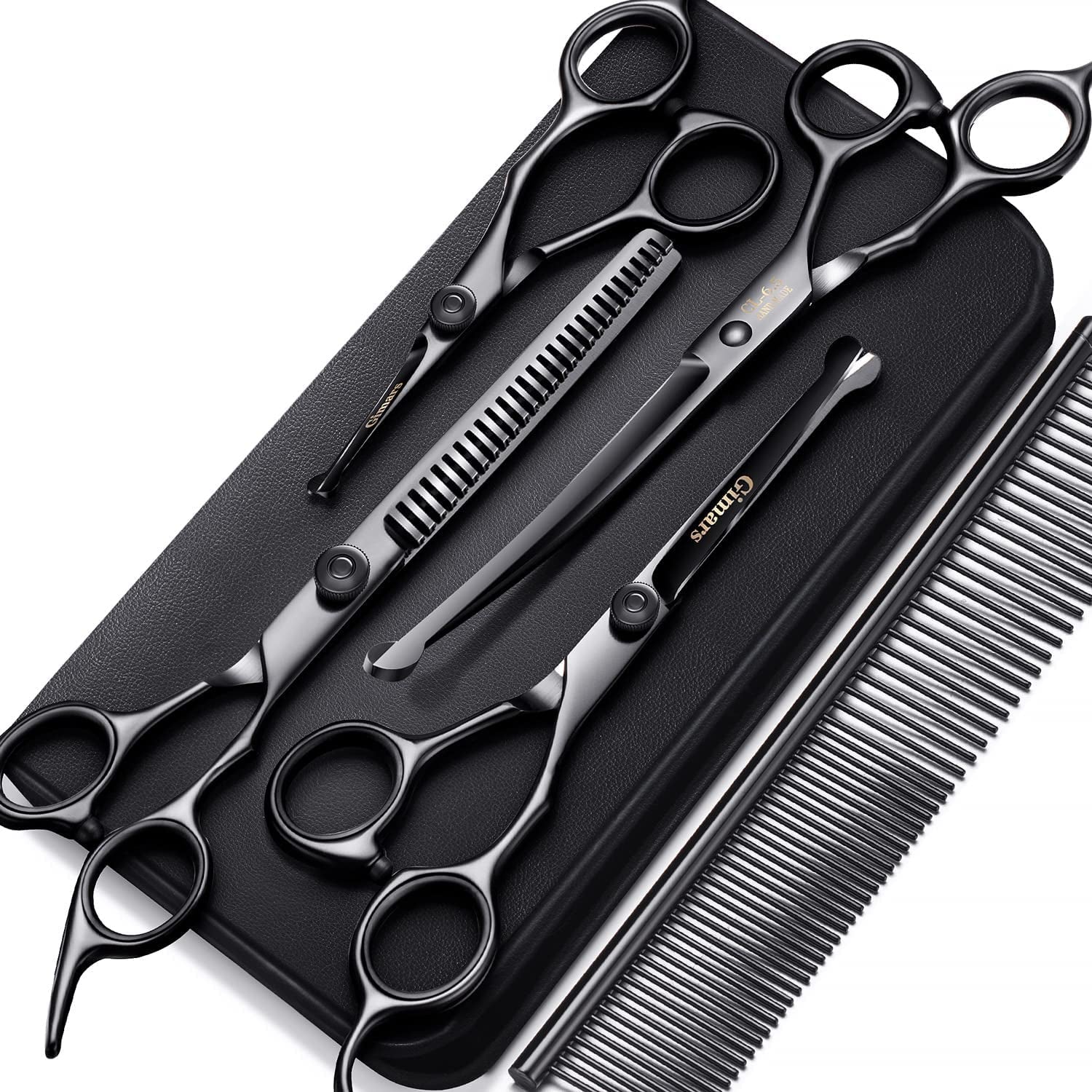 Professional Dog Grooming Scissors 7" (18 cm) | 6-in-1 Stainless Steel Set with Safety Round Tip