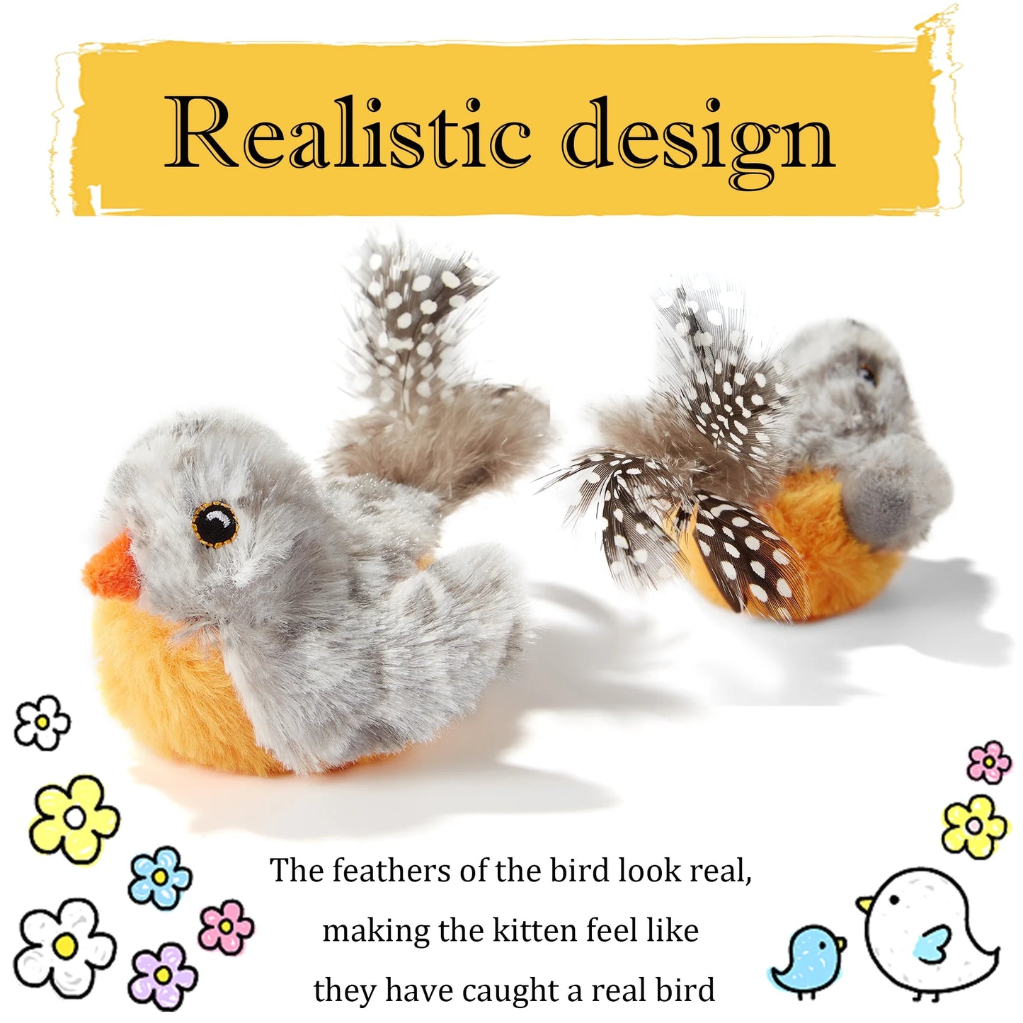 Interactive Chirping Bird Cat Toy – Automatic Sound Play