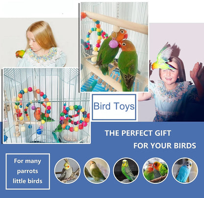 6-Pack Bird Toys – Parrot & Parakeet Hanging Chew & Swing Set
