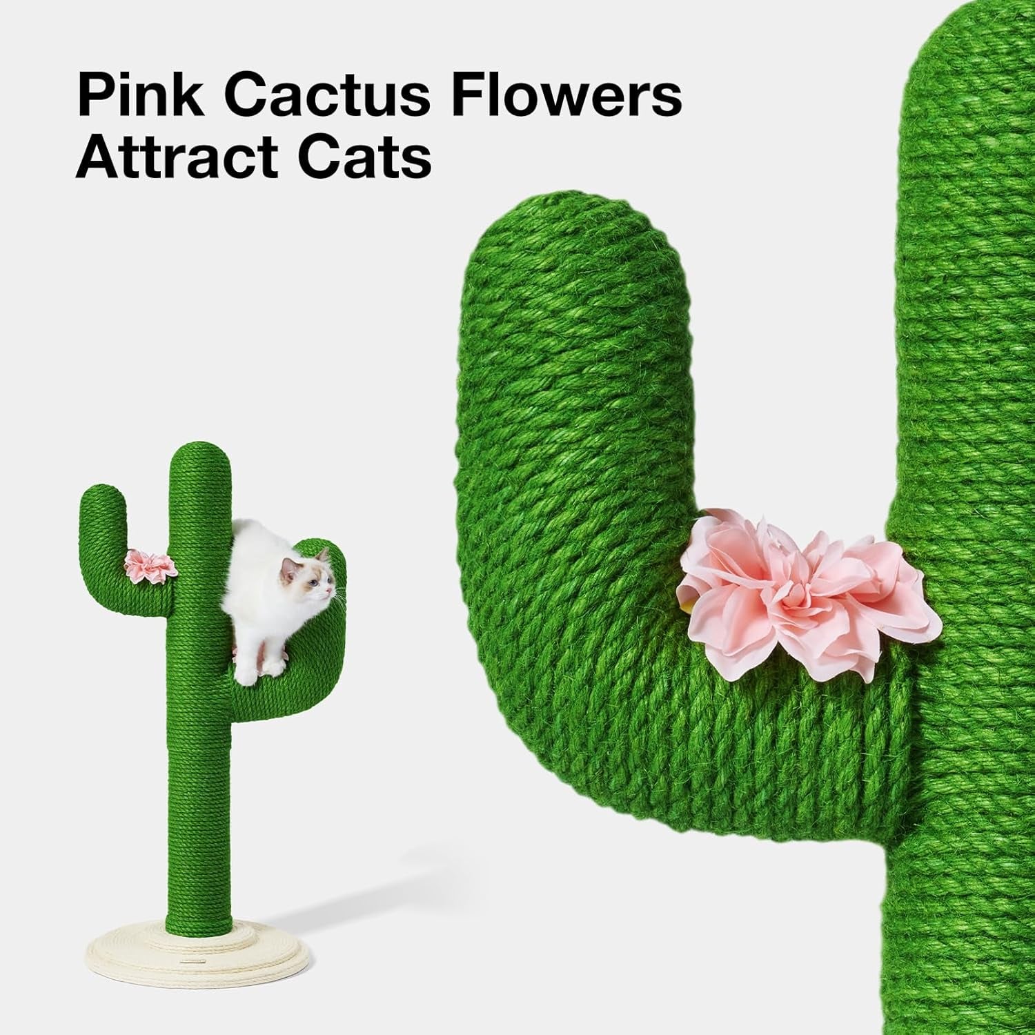 Cactus Cat Scratching Post – Large 41.3" Sisal Scratch Tower for Indoor Cats (105 cm)