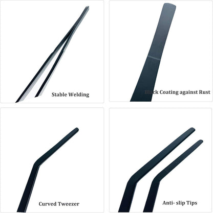 Stainless Steel Aquarium Tweezers –  15 inch (38 cm) Curved Feeding Tongs