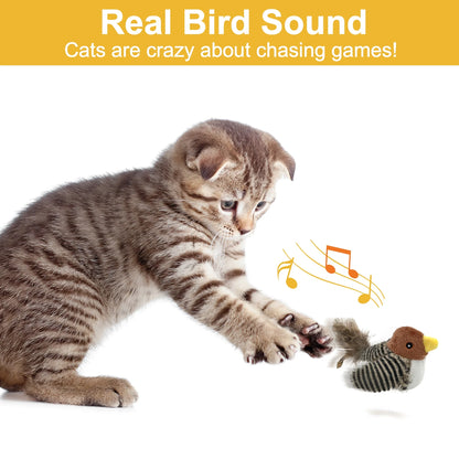 Interactive Electronic Cat Toy – Automatic Chirping Bird with Feather Tail