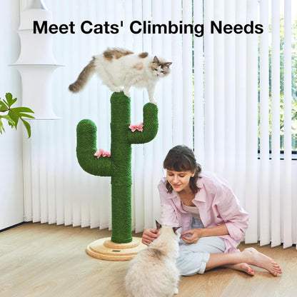 Cactus Cat Scratching Post – Large 41.3" Sisal Scratch Tower for Indoor Cats (105 cm)