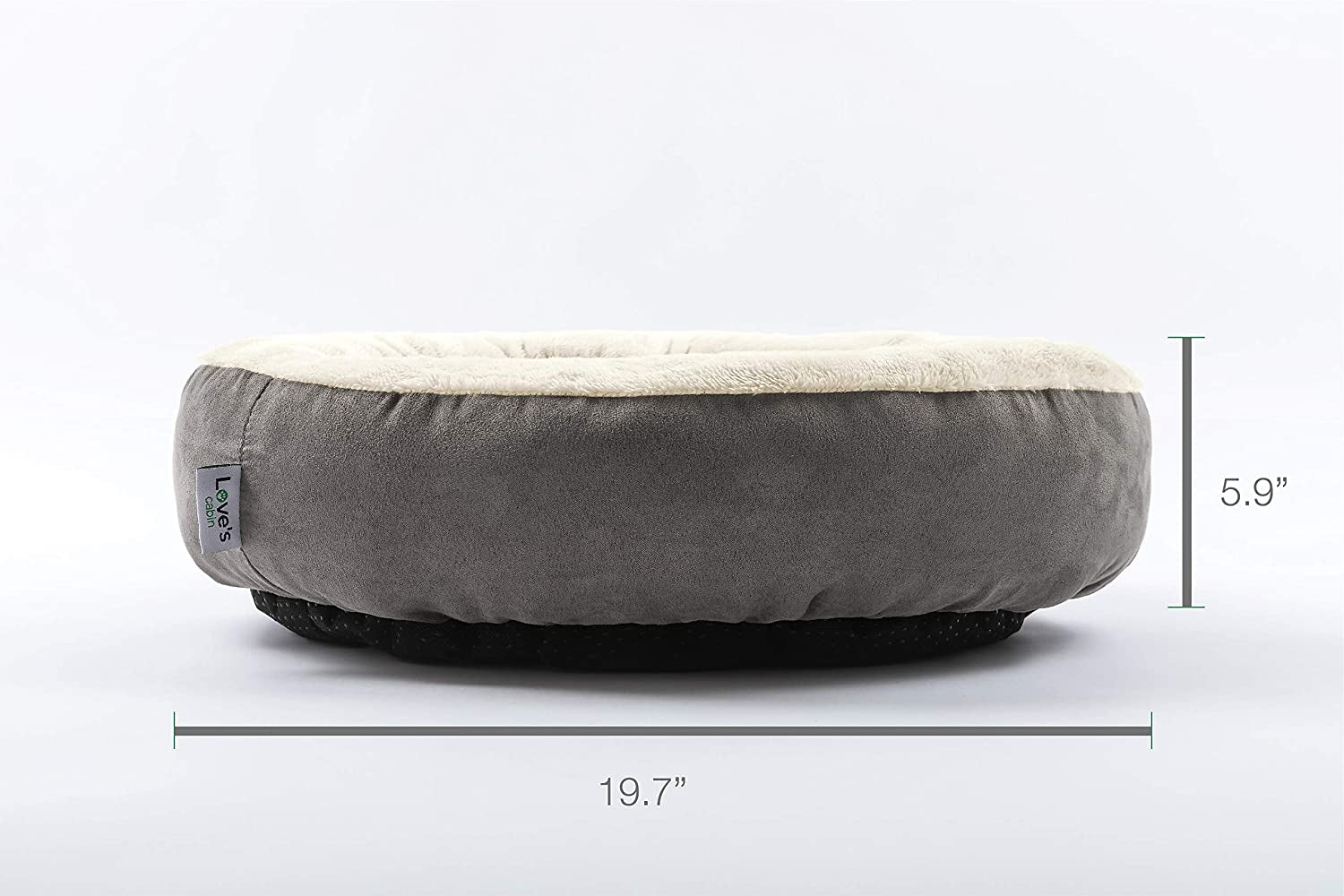 Calming Donut Pet Bed for Cats & Small Dogs, 20 in (50 cm), Washable Anti-Slip Bed – Grey