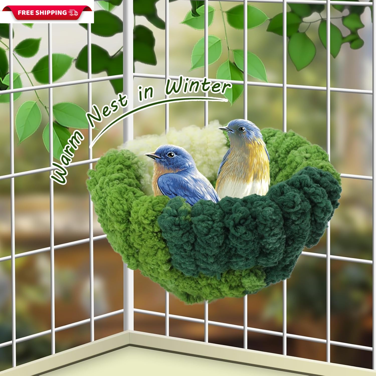 Plush Hanging Bird Nest Bed for Parakeets