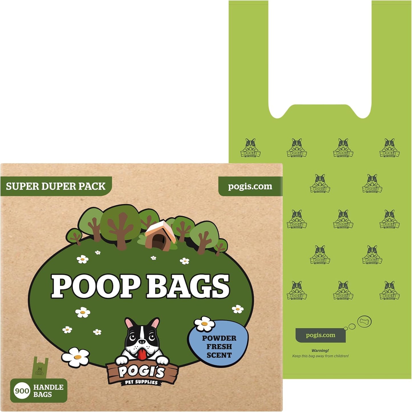 Pogi’s Dog Poop Bags with Handles – Extra-Thick, Leak-Proof, Large, Fresh Scent, 900 Count