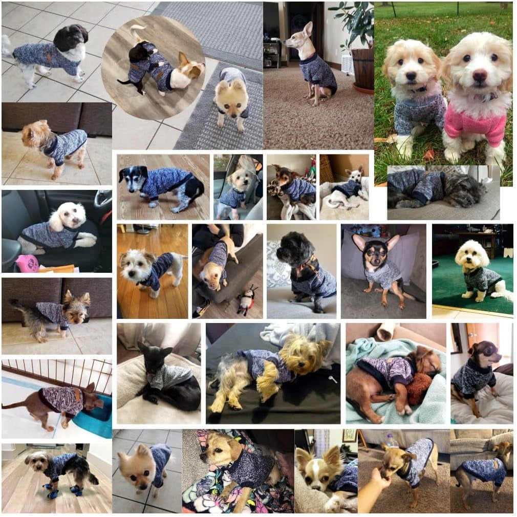 Classic Knit Dog Sweater – Warm Winter Coat for Small Dogs (S, Navy Blue)