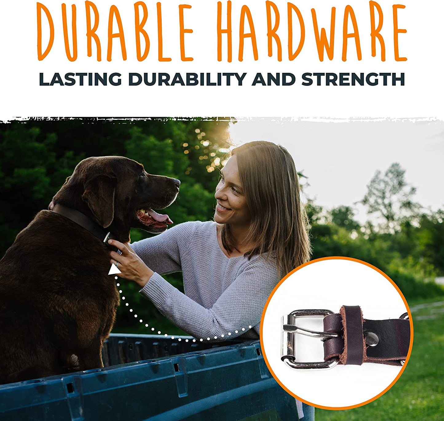 Genuine Leather Dog Collar with Metal Buckle – Medium (Brown)