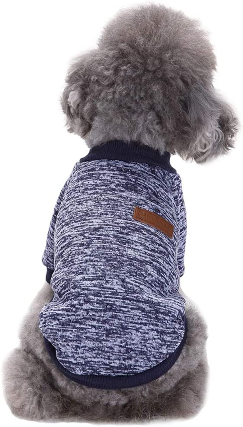 Classic Knit Dog Sweater – Warm Winter Coat for Small Dogs (S, Navy Blue)