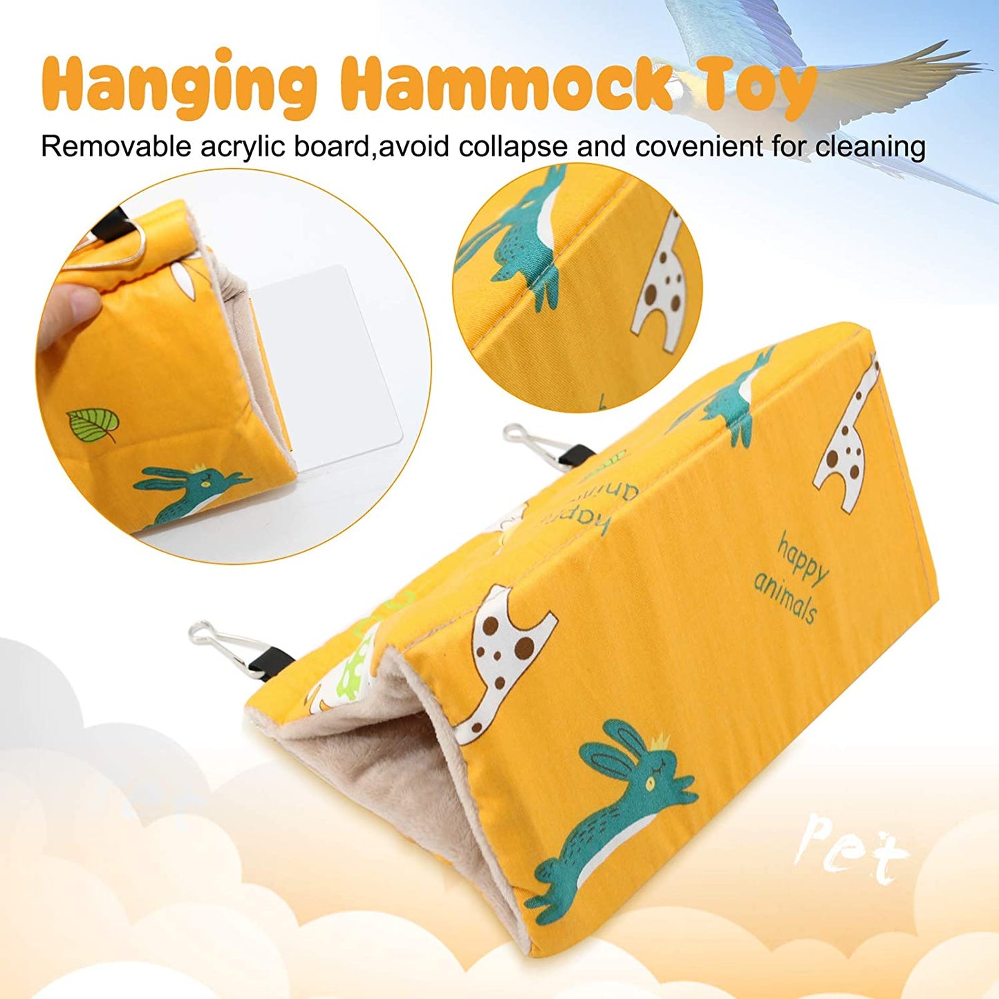 Winter Warm Bird Nest House – Plush Hanging Hut for Parrots & Parakeets (Yellow)