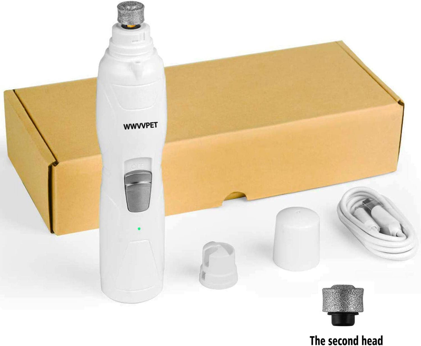 Pet Nail Grinder with LED Light – 2-Speed Quiet Nail Trimmer for Dogs & Cats (S/M/L)