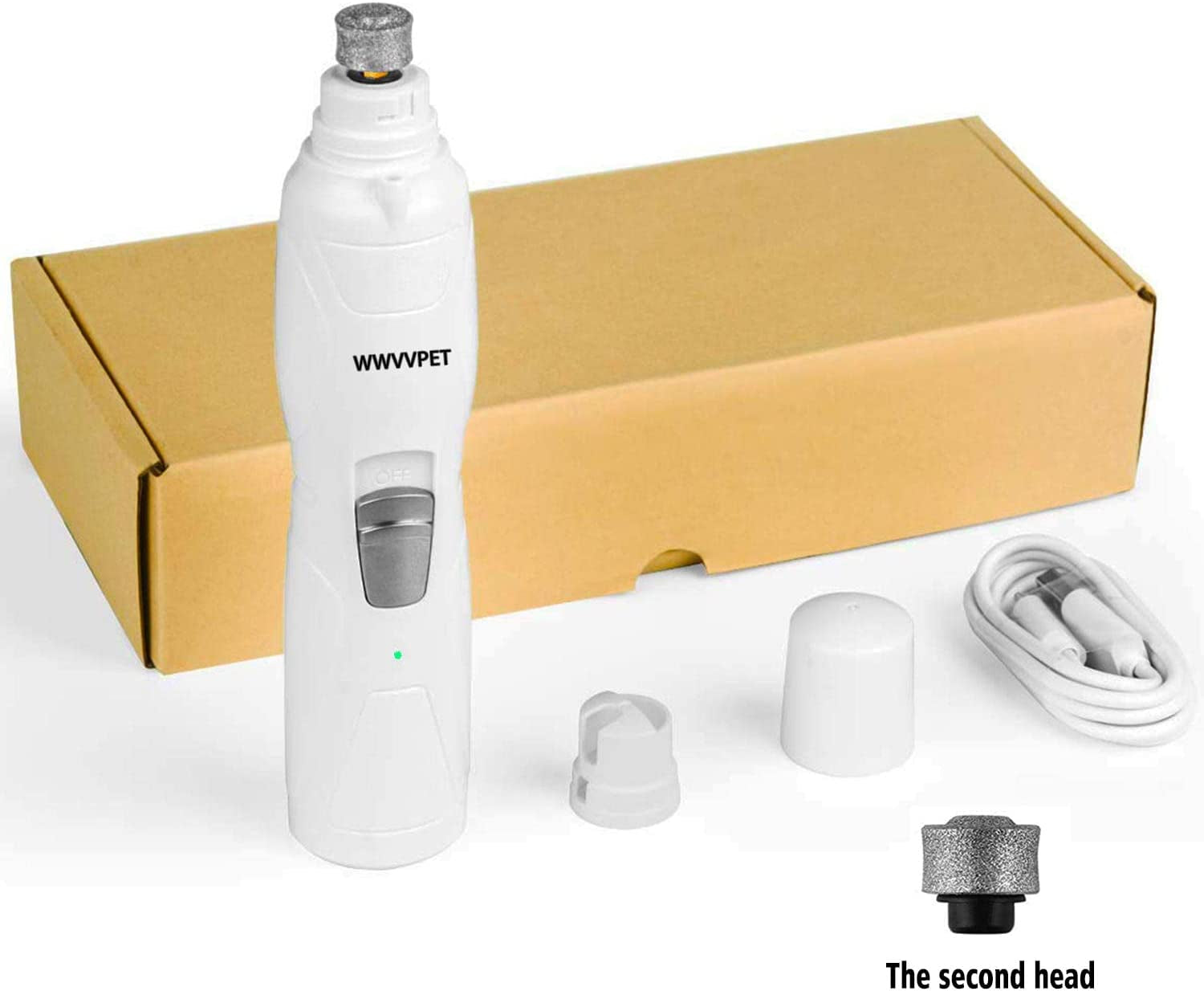 Pet Nail Grinder with LED Light – 2-Speed Quiet Nail Trimmer for Dogs & Cats (S/M/L)