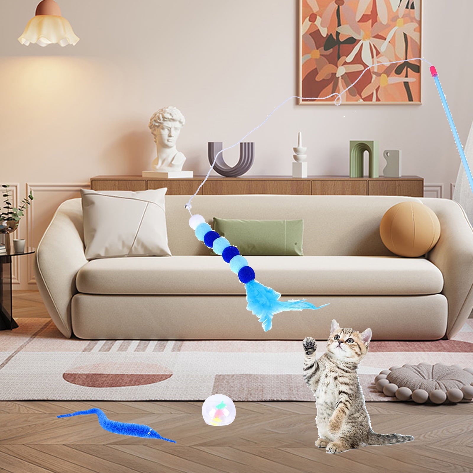 15-Piece Cat Toy Set with Tunnel – Interactive Kitten Toys