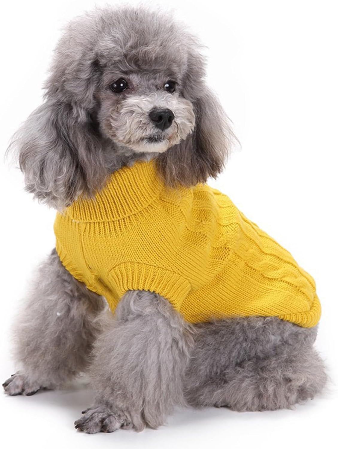 Knitted Dog Sweater for Small Dogs & Cats – Winter Warm Pet Sweatshirt (XS, Yellow)