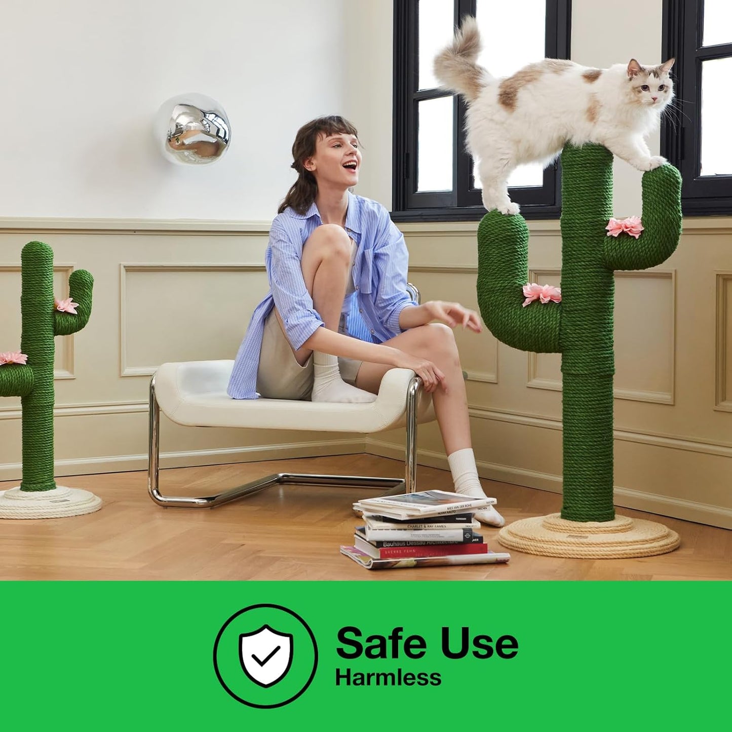 Cactus Cat Scratching Post – Large 41.3" Sisal Scratch Tower for Indoor Cats (105 cm)