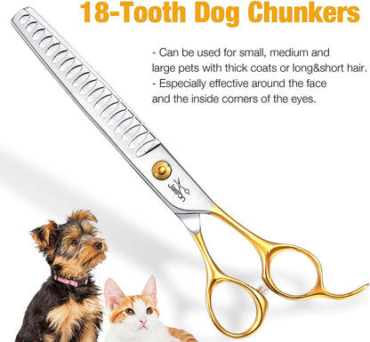 7.5" (19 cm) Pet Grooming Chunker Shears – 18-Tooth Thinning Scissor for Dogs & Cats